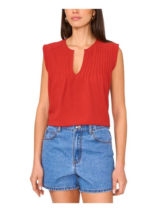 Vince Camuto Tops - NWT Vince Camuto Chili Red Textured Pleated Sleeveless Top S MSRP $69